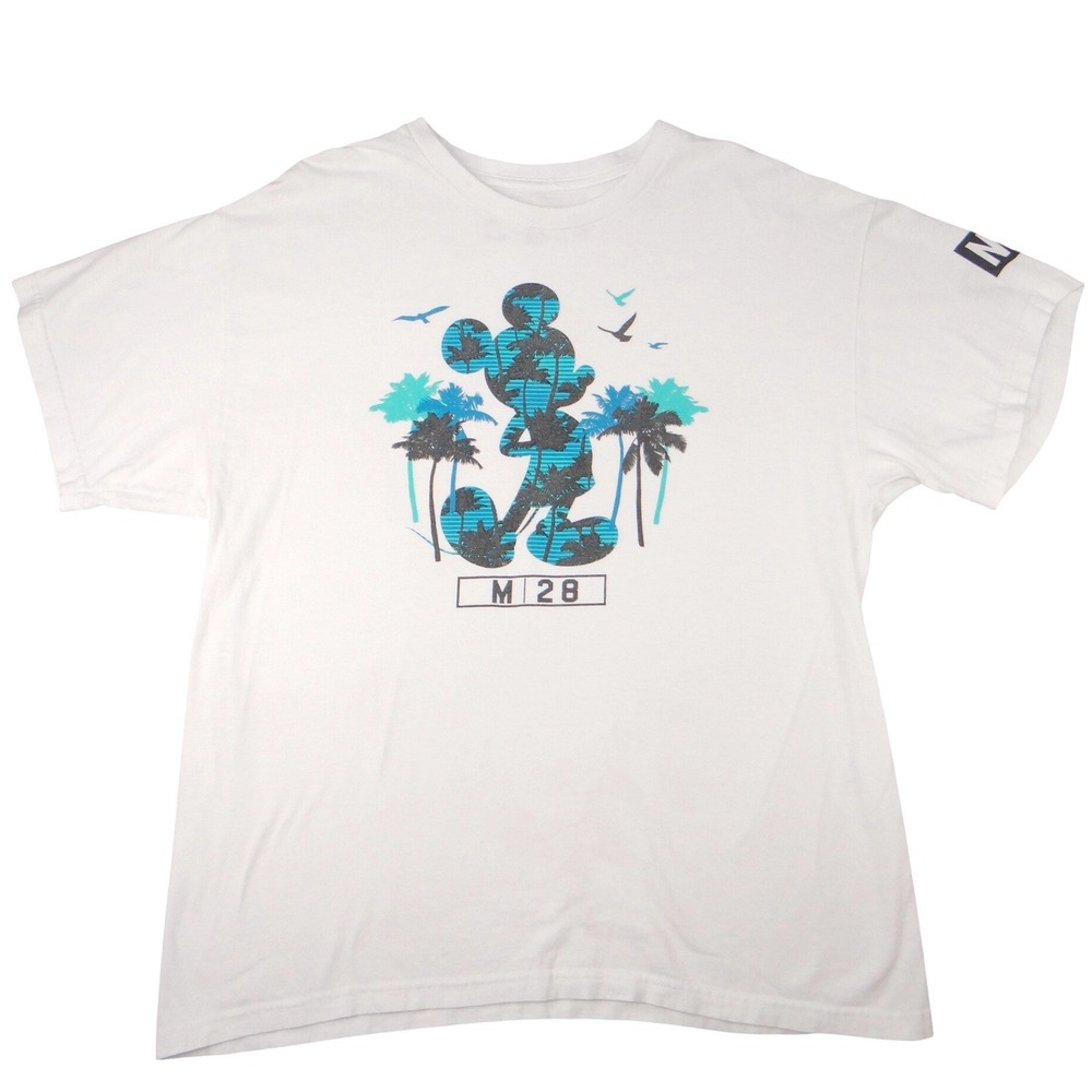 Disney Neff Mickey Mouse Palm Tree‎ Graphic T Shirt XL White Cotton